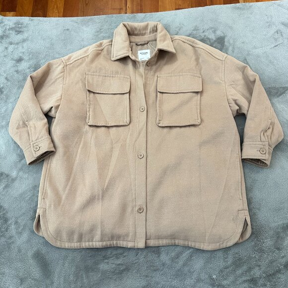 Abercrombie & Fitch Jackets & Blazers - Abercrombie & Fitch Oversized Shacket Shirt Jacket Tan Women's XL